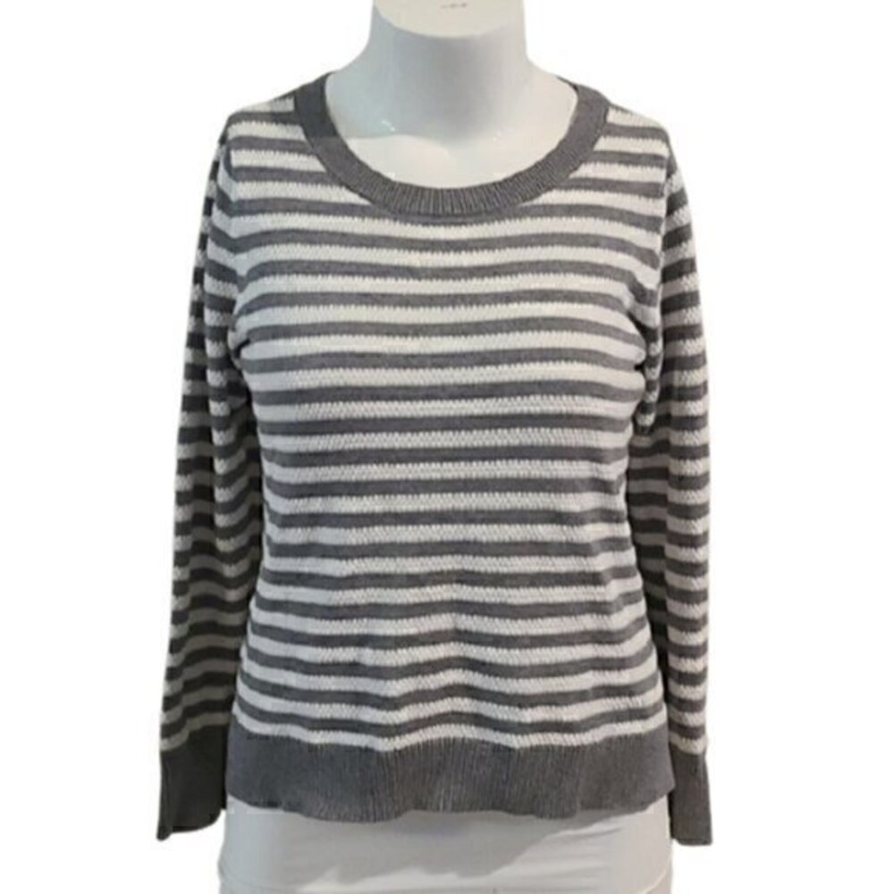 [Liz Claiborne]Scoop Neck Striped Long Sleeve-Sz L